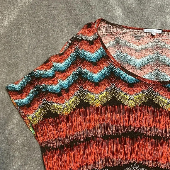 Charlotte Russe Tribal Print Blouse | Colorful Blouse | Rainbow | Tribal Print - Picture 2 of 8